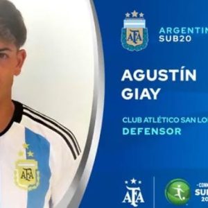 Giay disputará el Sudamericano Sub 20 con la Argentina